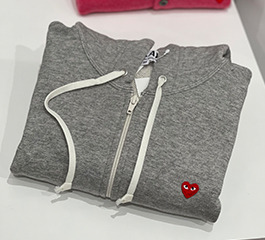 PLAY COMME des GARÇONS Red Mini Heart Hoodie (Grey)