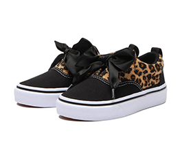 VANS KIDS SLIP-ON RIBBON LEOPARD BLACK