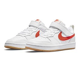  KIDS NIKE COURT BOROUGH LOW 2 PSV WHITE / ORANGE
