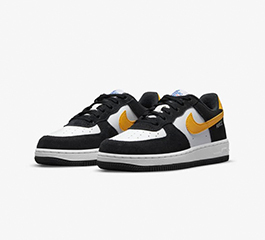 KIDS NIKE AIR FORCE 1 ’07 LV8 ATHLETIC CLUB BLACK x YELLOW