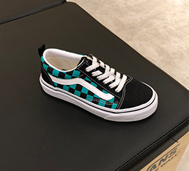 KIDS VANS OLD SKOOL GREEN WHT CHK (19-22)