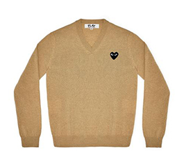 (men)PLAY COMME des GARÇONS Black Heart V Neck Sweater beige