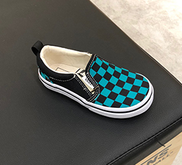 KIDS VANS SLIP ON GREEN WHT CHK (14-22)