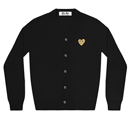 (men) PLAY COMME des GARÇONS Gold Heart Men’S Cardigan (Black)