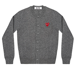 (women) PLAY COMME des GARÇONS Red Heart Ladies’ Cardigan (Grey)
