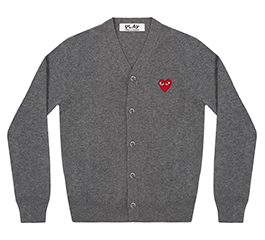 (men) PLAY COMME des GARÇONS Red Heart Men’s Cardigan (Grey)