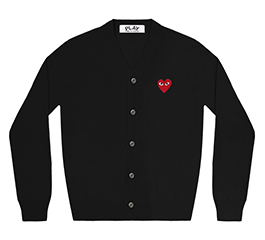 (men) PLAY COMME des GARÇONS Red Heart Men’s Cardigan (Black)