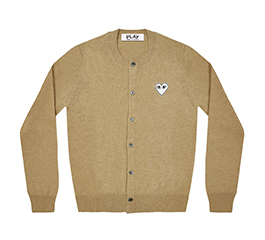 (women) Play Comme des Garçons White Heart Ladies’ Cardigan (Beige)