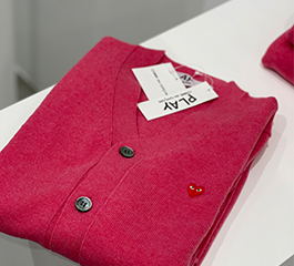 (men) PLAY COMME des GARÇONS Red Mini Heart Men’s Cardigan (pink)