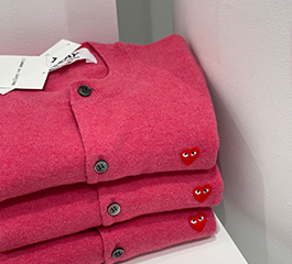 (women) PLAY COMME des GARÇONS Red Mini Heart Ladies’ Cardigan (pink)