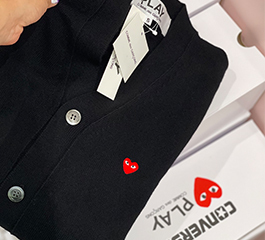 (men) PLAY COMME des GARÇONS Red Mini Heart Men’s Cardigan (Black)