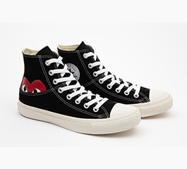 CDG PLAY X CONVERSE HEART IS SHY HI BLACK