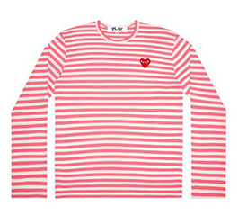 (men) PLAY COMME des GARÇONS Striped T-Shirt (Pink/White)