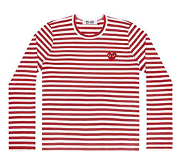 (men) PLAY COMME des GARÇONS Striped T-Shirt (Red/White)