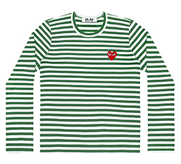 (men) PLAY COMME des GARÇONS Striped T-Shirt (Green/White)