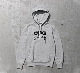 CDG X Stüssy grey hooded sweatshirt