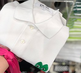 (women) PLAY COMME des GARÇONS Green Heart Polo Shirt (White)