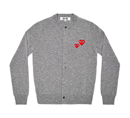 (women) PLAY COMME des GARÇONS Red Double Heart Ladies’ Cardigan (Grey)