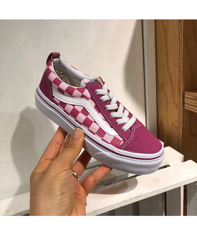 KIDS VANS OLD SKOOL PINK WHT CHK (19-22)
