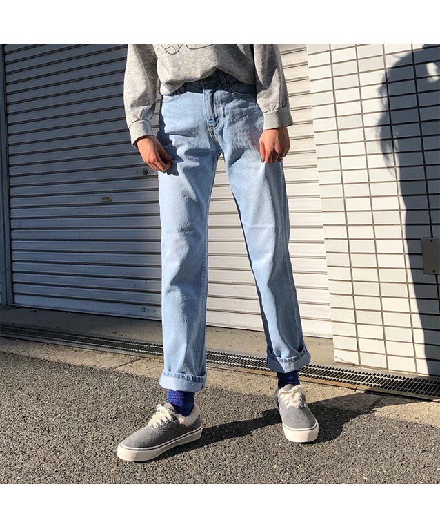 (남녀공용) 일자핏 와이드 청바지 연청
