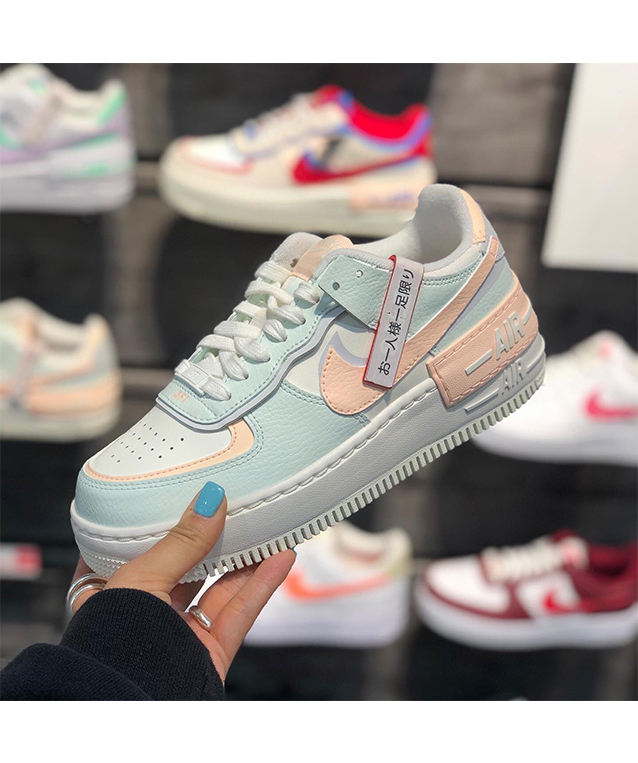 NIKE WMNS AIR FORCE 1 SHADOW ivory green pink