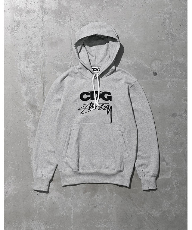 CDG X Stüssy grey hooded sweatshirt